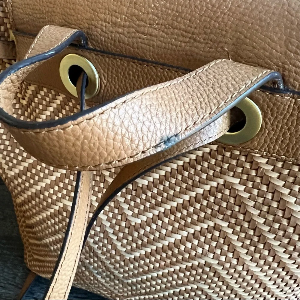 Michael Kors Junie Leather Woven Basket Backpack